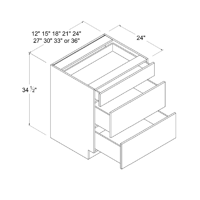 Three Drawer Base Cabinet