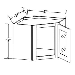 Wall Diagonal Glass Door Corner Cabinet - 27"W x