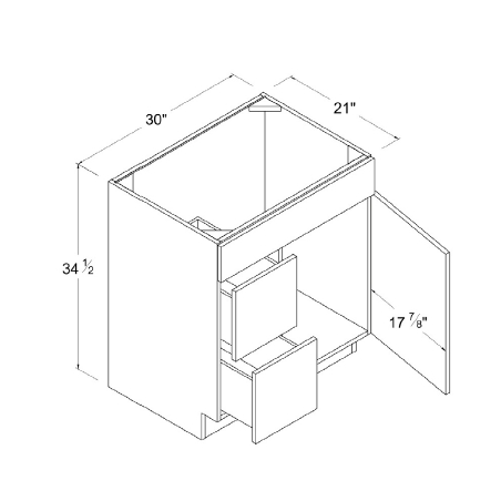 Combo Vanity with 2 Drawers on Left