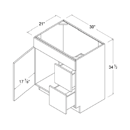 Combo Vanity with 2 Drawers on Right
