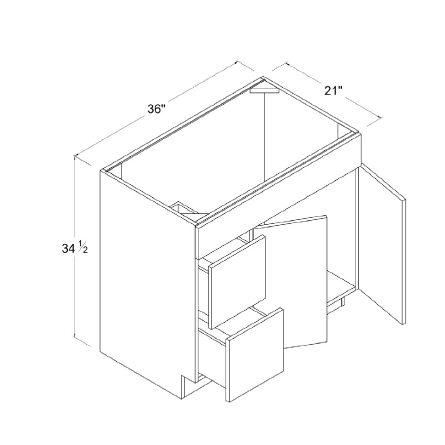Combo Vanity with 2 Drawers on Left