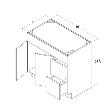 Combo Vanity with 2 Drawers on Right