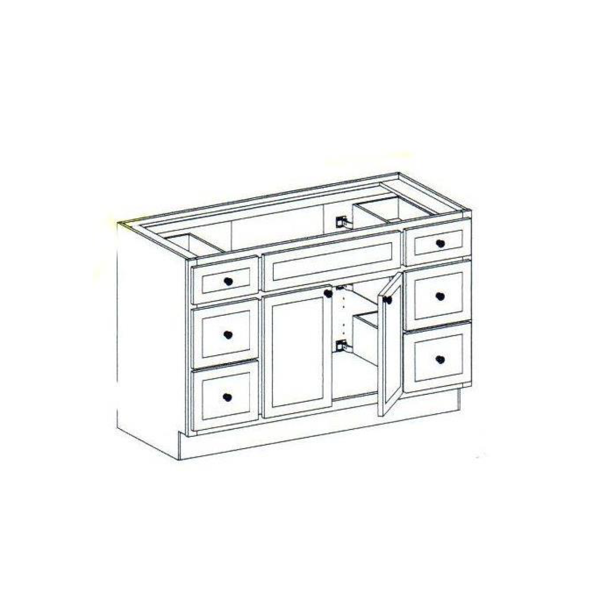 Vanity Sink base with 6 drawers