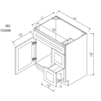 Vanity Sink Base Cabinet with Right Side Drawers