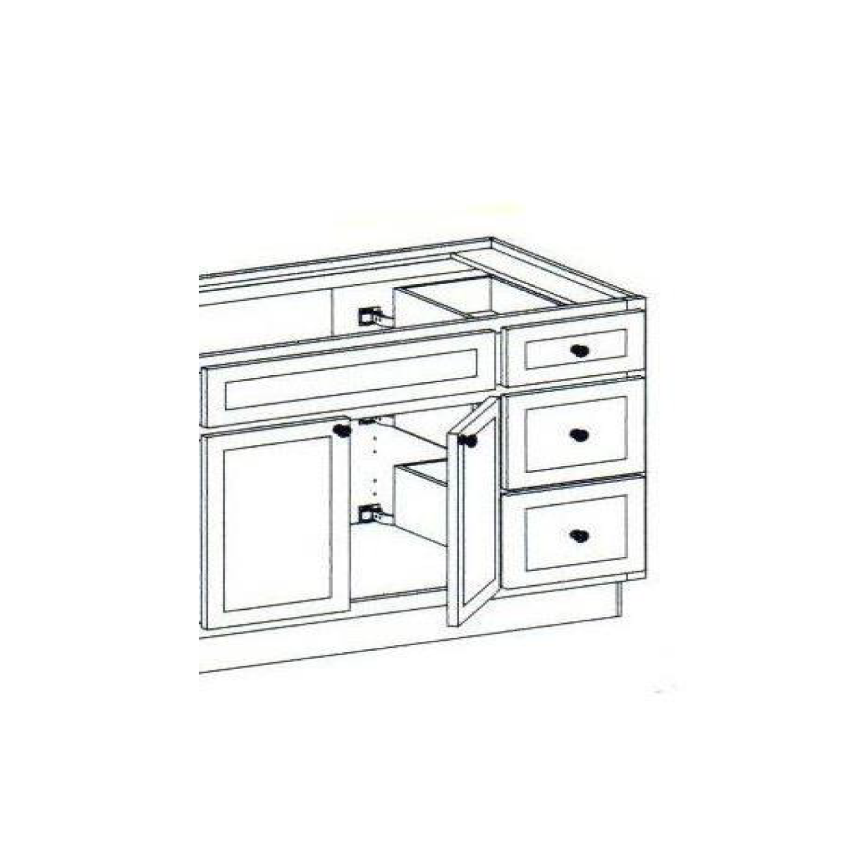 Vanity Sink base with 3 drawers on right