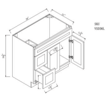 Vanity Sink Base Cabinet with Left Side Drawers