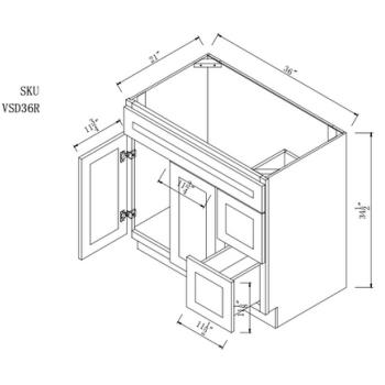Vanity Sink Base Cabinet with Right Side Drawers