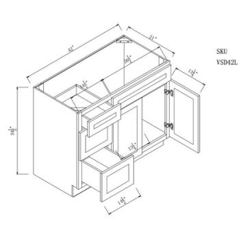 Vanity Sink Base Cabinet with Left Side Drawers