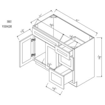 Vanity Sink Base Cabinet with Right Side Drawers