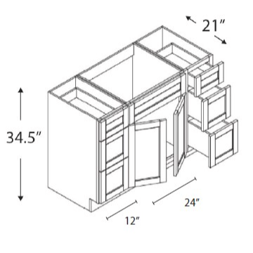 Vanity Sink Base Cabinet with Drawers