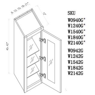 42''H Wall Cabinet Single Glass Door
