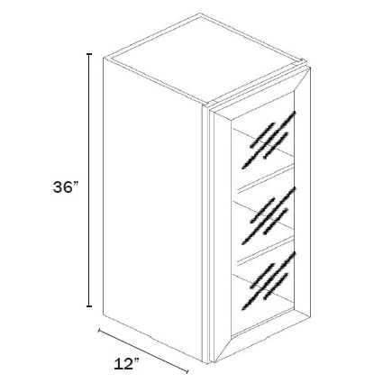 36''H Wall Cabinet Single Glass Door
