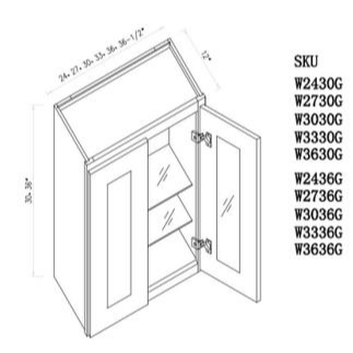 30''H Wall Cabinet Double Glass Door