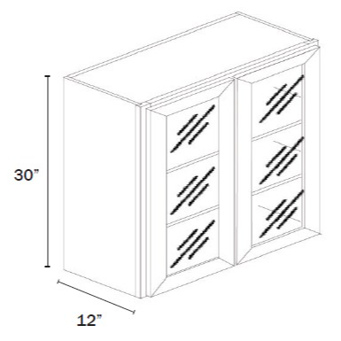 30''H Wall Cabinet Double Glass Door