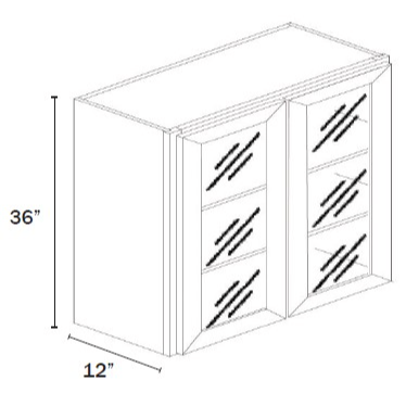 36''H Wall Cabinet Double Glass Door