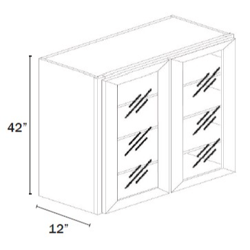 42''H Wall Cabinet Double Glass Door