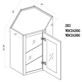 Wall Diagonal Cabinet Glass Door