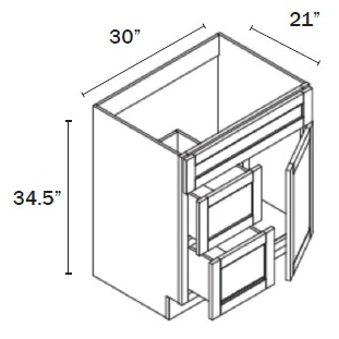 Vanity Sink Base Cabinet with Left Side Drawers