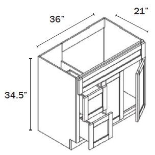 Vanity Sink Base Cabinet with Left Side Drawers